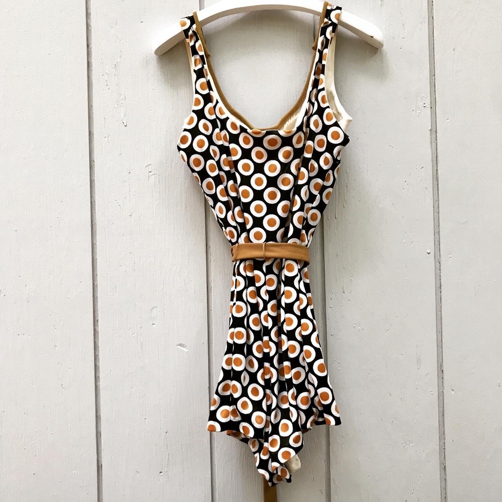 Vintage Mod Elisabeth Stewart Belted Swim Romper - Picture 11 of 11